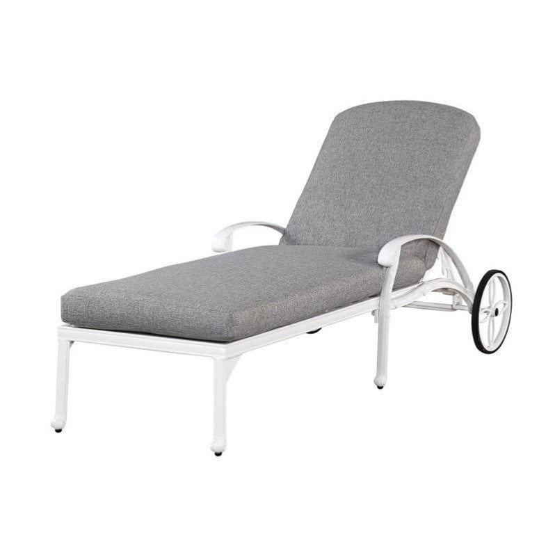 Floral Blossom White Chaise Lounge Chair w/ Cushion