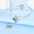 thumbnail image 2 of Lucky Four Leaf Clover Blue Eye Horseshoe Silver Plated Charm, 2 of 6