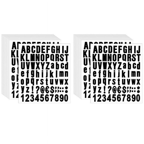 1540 Pieces 20 Sheets Self Adhesive Vinyl Letters Numbers Kit, Alphabet Number Stickers for Mailbox (Black, 1 Inch)