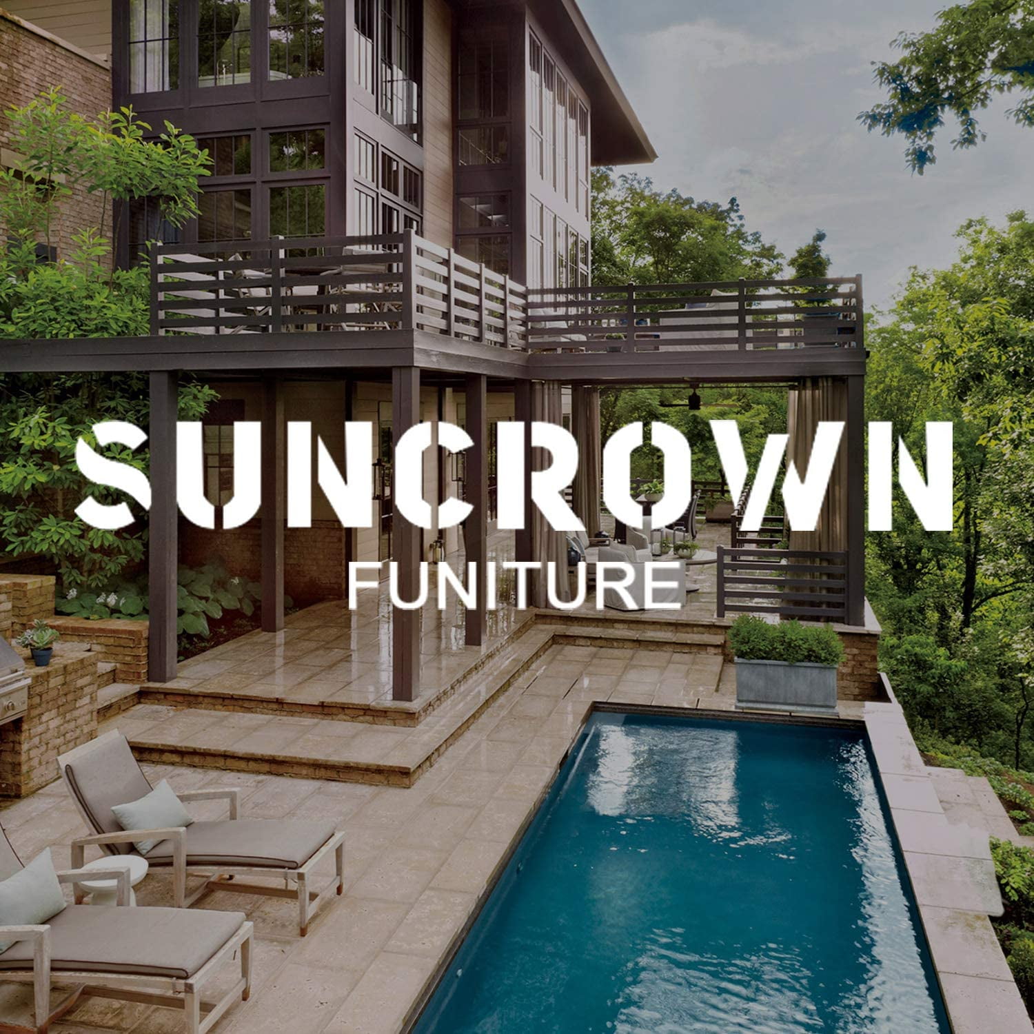 SUNCROWN Outdoor Patio Furniture 7-Piece Sofa Set Black Brown Wicker, Washable Seat Cushions with YKK Zippers and Modern Glass Coffee Table (Brown Cushion)