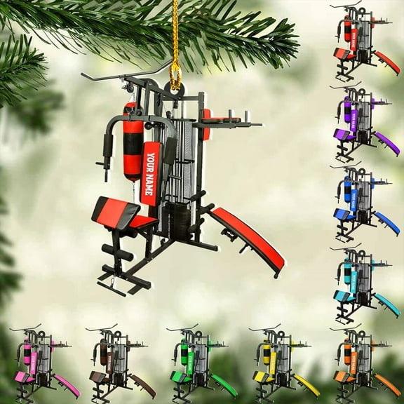 Personalized Weight Plate Ornament Weight Ornament Fitness Gift for Gym Ornament Merry Liftmas Christmas Hanging Ornaments Weight Plates Ceramic Ornament (DF8) - 3311 (Red)