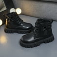 thumbnail image 3 of Girls Winter Combat Boots Cute Bowknot Side Zipper Lace up Non Slip Ankle Booties Fashion Lug Sole Fall Short Boots Black 9.5 Toddler, 3 of 6