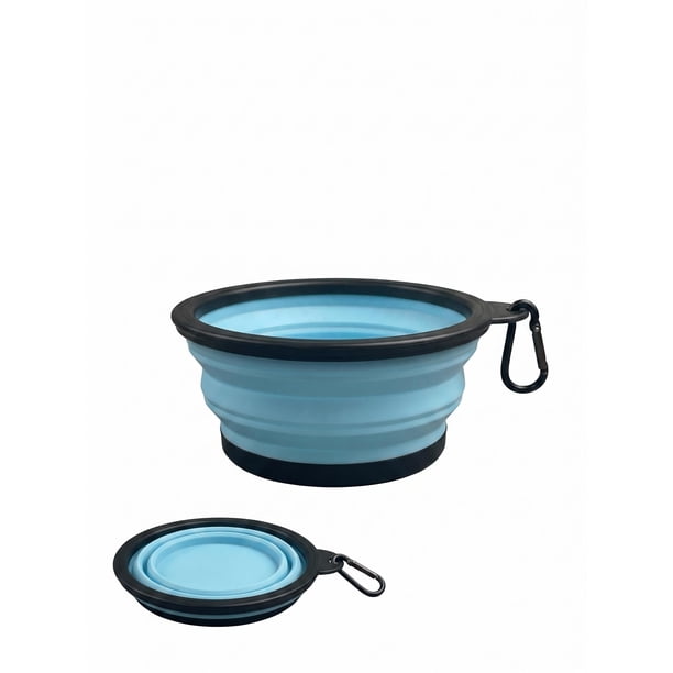 Plato Para Perro Plegable Silicona Portatil Viaje Mascotas Azul