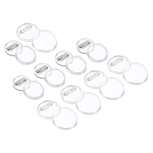 Uxcell Pin de Botón Acrílico, Kit de 20 Botones Redondos en Blanco de 0.98 pulgadas, 1.72 pulgadas
