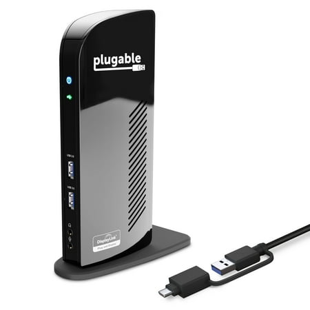 Plugable Laptop Docking Station Dual Monitor for USB-C or USB 3.0, Compatible with Windows and Mac, (Dual HDMI, 6x USB Ports, Gigabit Ethernet, Audio)