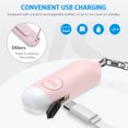 thumbnail image 5 of Keychain, Rechargeable 130dB Loud Personal Alarm with LED Flashlight Safety Alarm Keychain for Woman Kids Students Girls Elderly Black + Pink, 5 of 9