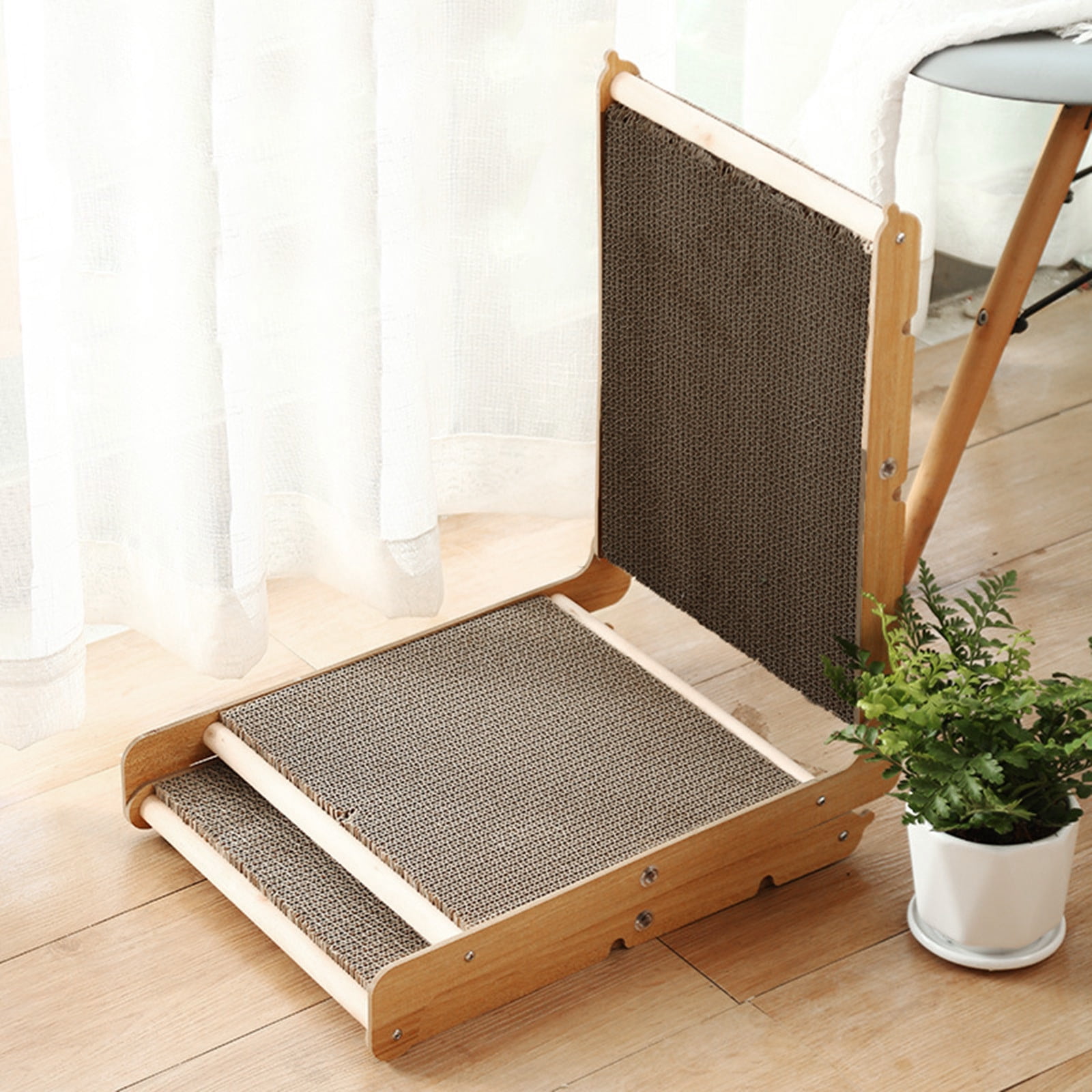 Cat Scrather Cat Scratching Board - Foldable Triangle cat scratch pad, 6 Usable Sides Cat Scratchers for Indoor Cats, Durable Recyclable Cat Scratcher Cardboard Vertical