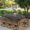 thumbnail image 3 of MEETWARM 9-Piece Outdoor Patio Dining Set, All-Weather Cast Aluminum Patio Conversation Set for Backyard Garden Deck with 8 Cushioned Swivel Rocker Chairs, 1 Oval Table, 2.2" Umbrella Hole, 3 of 7