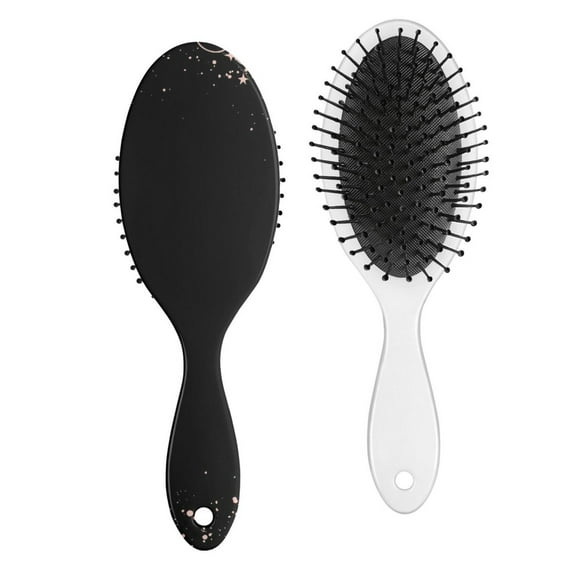 Sun & Moon Detangling Hair Brush - Ergonomic Paddle Brush for All Hair Types, Goth Beauty Essential