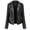 Black, variant on Women's Faux Leather Motorcycle Jacket, Lace-Up Side Zip Biker Coat, Cropped PU Leather Moto Jacket with Lapel, Long Sleeve Fall Outerwear
