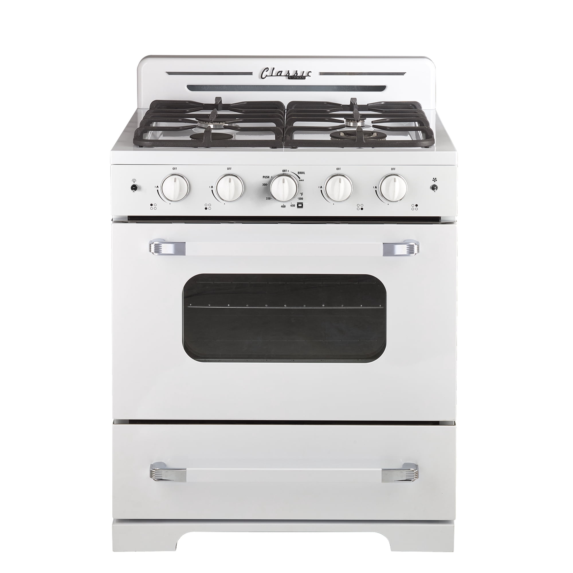 Unique Appliances Classic Retro 30" 3.9 Cu ft Freestanding Gas Range, Marshmallow White