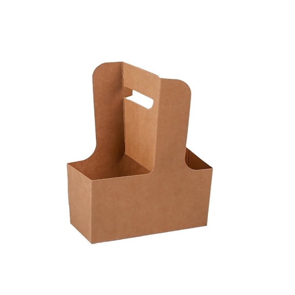 Disposable Coffee Cup Takeout Tray – Kraft Paper Drink Holder for Coffee and Tea Double Cup Handle Tray Solution for Beverages