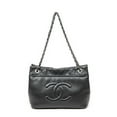 thumbnail image 1 of Pre-Owned Chanel Black Timeless Soft Chain Tote Shoulder Bag Caviar Leather, 1 of 10