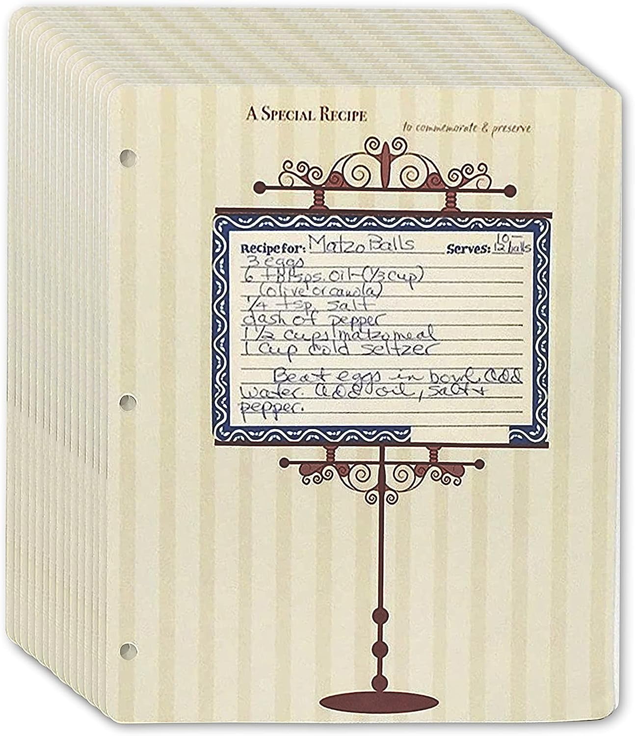 4" x 6" Vintage Recipe Card Protector Sleeves for 3 Ring Binders from