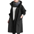 thumbnail image 2 of Chaqueta cortavientos de lana de manga larga y longitud media con bolsillos y capucha de color liso para niña, de poliéster, para invierno, 2 of 6