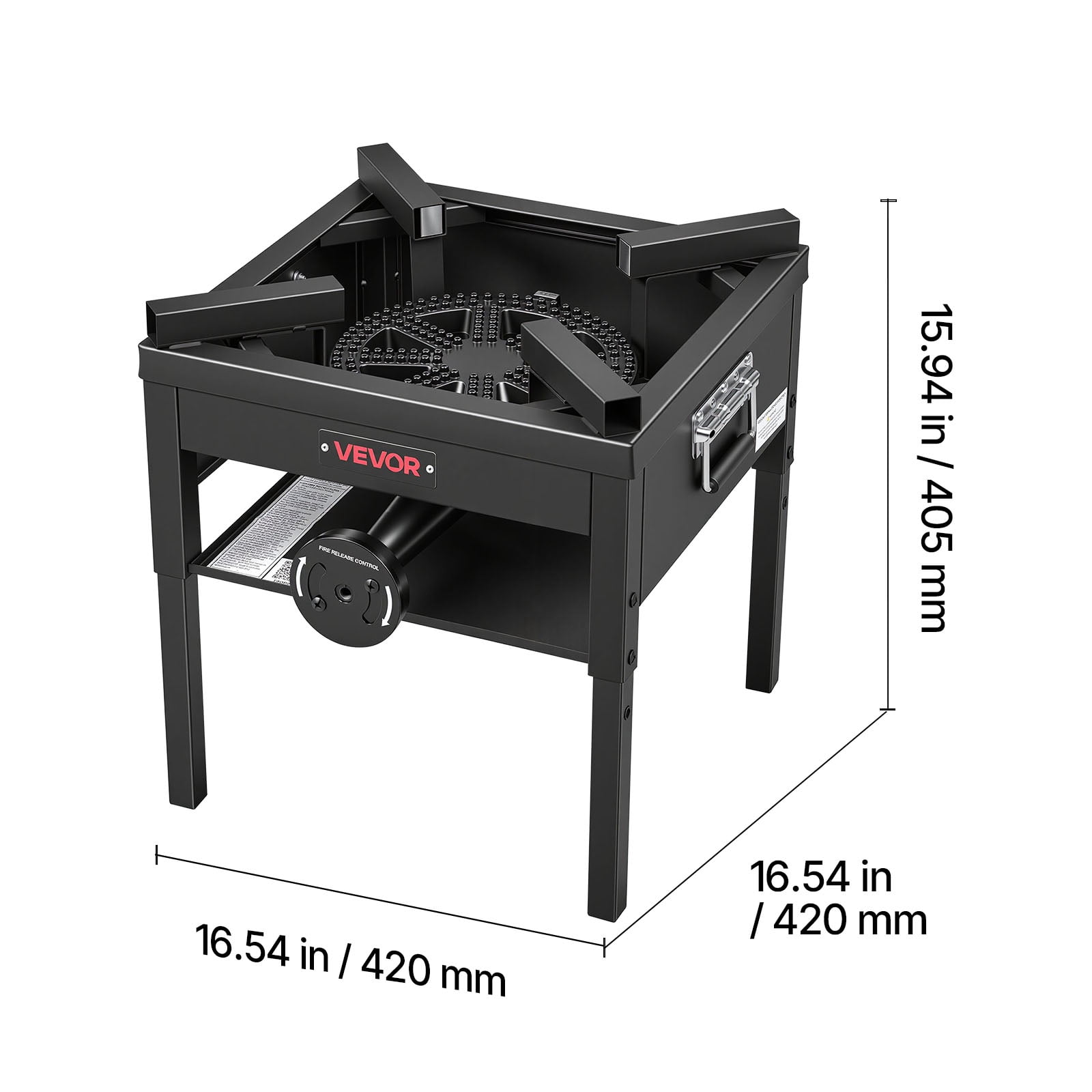 VEVOR Single Burner Outdoor Propane Gas Stove, 200,000 BTU Propane LPG Gas Camping Stove, Heavy Duty Carbon Steel Outdoor Cooker, with Shield & 20 PSI Regulator, for BBQ Camp Home Patio Seafood Boil
