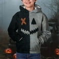 thumbnail image 2 of LIJCC Teen Boys Girls Halloween Spooky Face Graphic Hoodies Oversized Pullover Sweatshirts Patchwork Hooded Fall Warm Soft School Shirts, 2 of 4