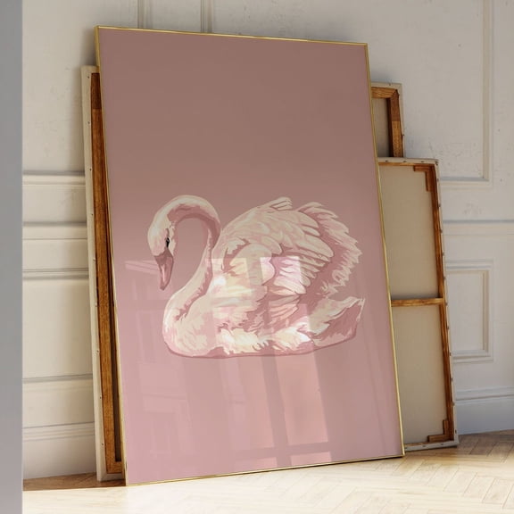 Swan Poster, Soft Printable Wall Art, Pink Home Decor, Animal Poster, Apartment Wall Art, Nature Wall Art, Animal Wall Art, Vintage Wall Art, UNFRAMED-8x12
