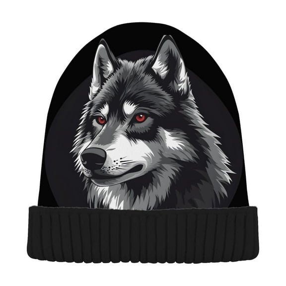 joogoo A Wolf Beanie Hats Men Women Cuffed Skull Cap Winter Warm Knit Thick Beanies