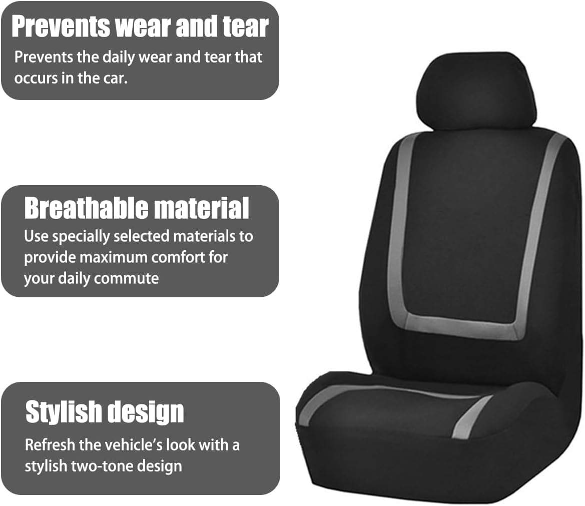 Full Set Premium Cloth Car Seat Covers in Breathable Design for Most Vehicles