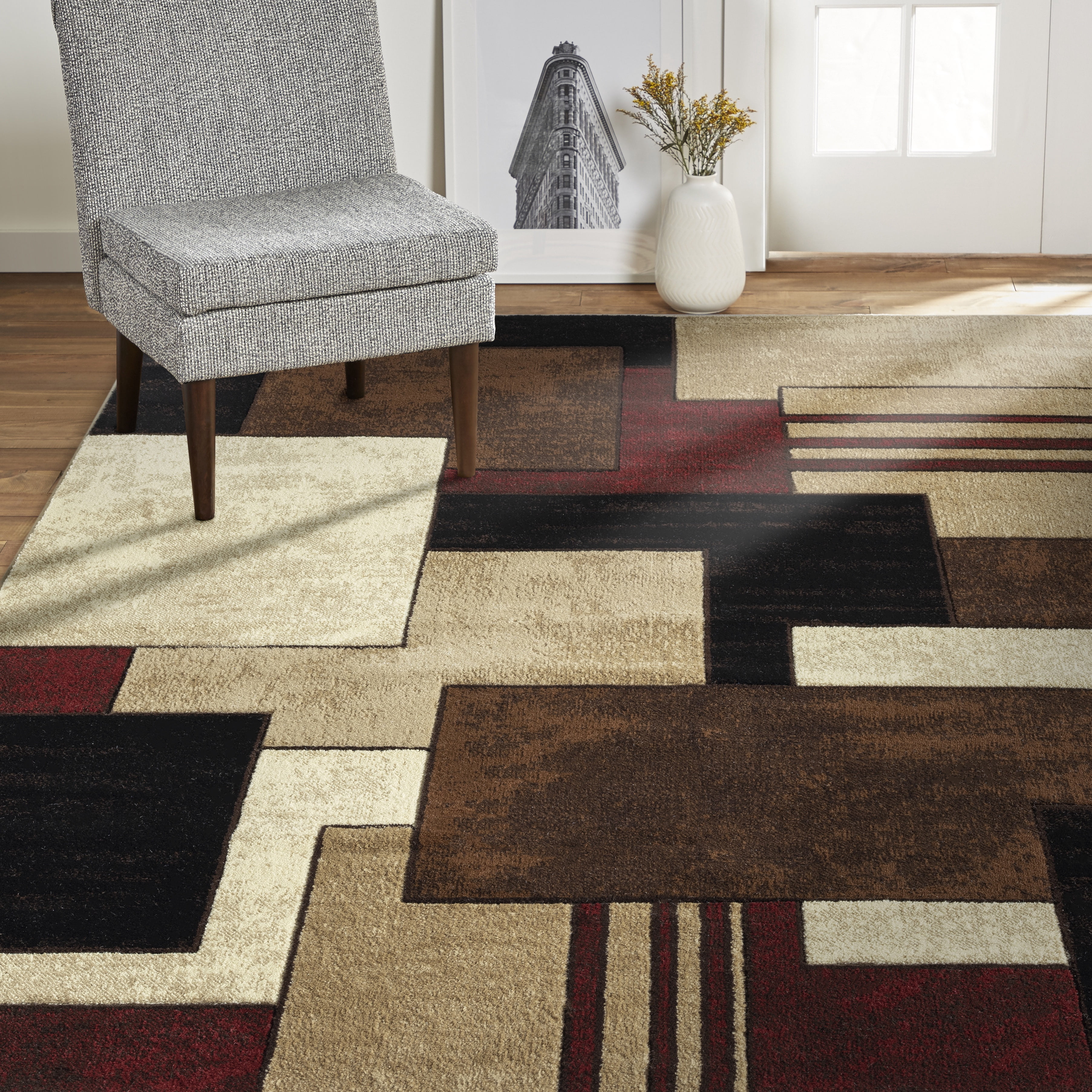 Home Dynamix Tribeca Mason Contemporary Geometric Area Rug, Brown/Red, 7'10"x10'6"