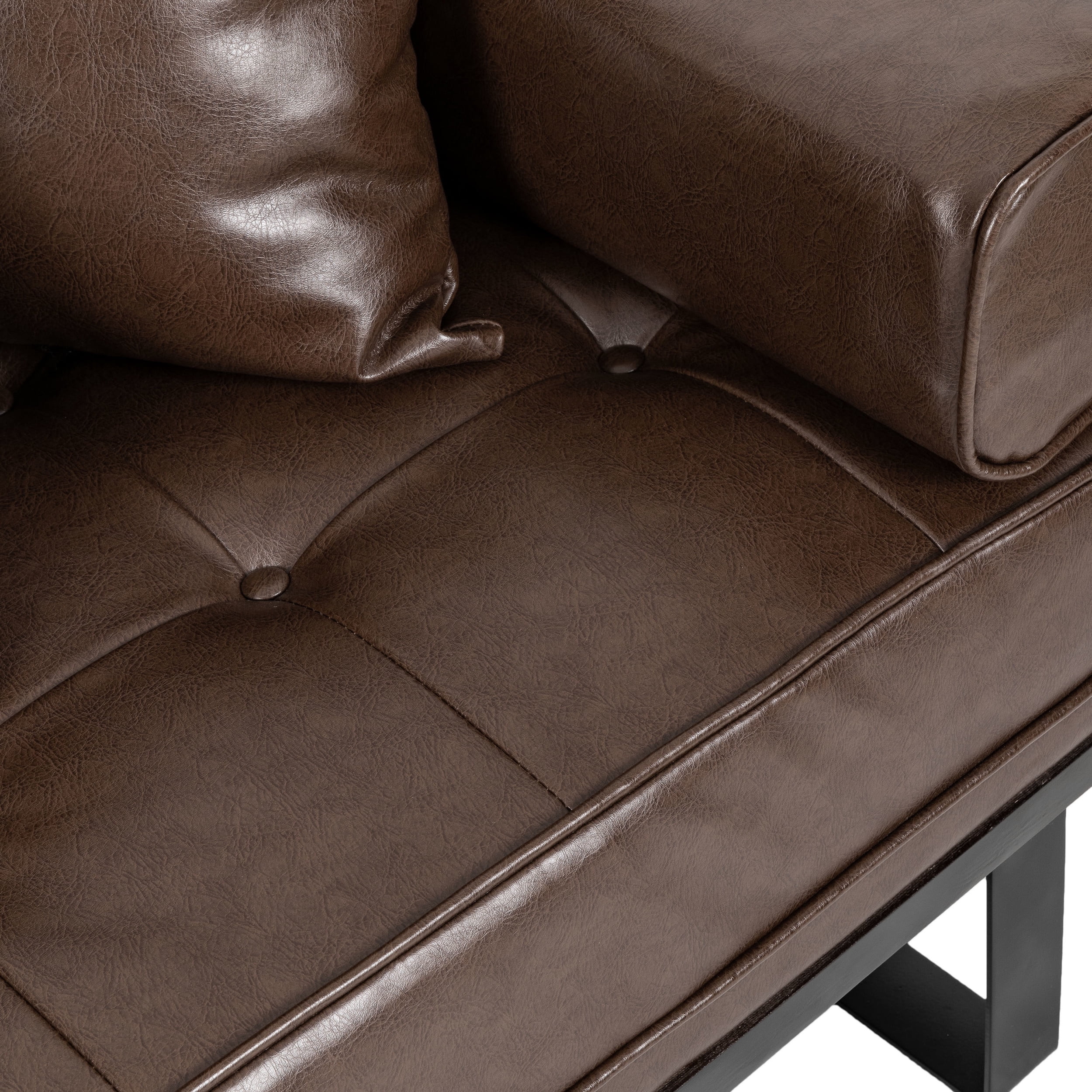 Noble House Gould Indoor Faux Leather Upholstered Oversized Loveseat, Dark Brown and Black