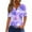 Light Purple, variant on Women's Casual V-Neck Short Sleeve T-Shirt with Heart Print and Decorative Buttons, Valentine's Day Fashion Tee for Daily Wear,Watermelon Red,2XL