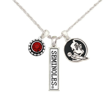 Florida State Seminoles Seminole Pendant - Florida State Seminoles Women's Triple Charm Necklace - Silver - No Size