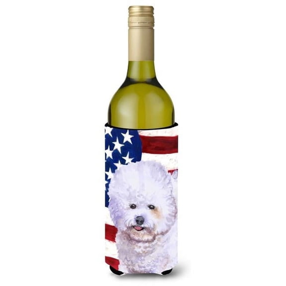 Bichon Frise Patriotic Wine Bottle Beverge Insulator Hugger