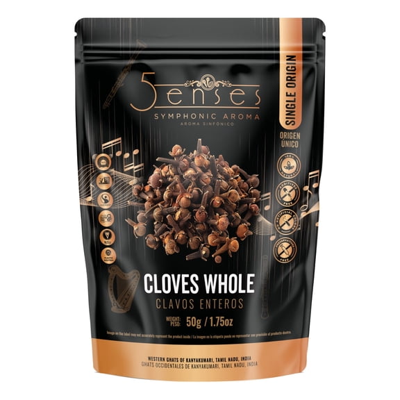 5Senses Whole Cloves | Clavos | Symphonic Aroma | Single Origin Non-GMO, Fairtrade, Natural, No Additives or Preservatives (50g/1.75oz)