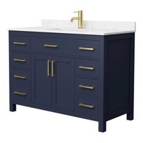 Wyndham Collection Beckett 48" Wood Single Bathroom Vanity in Dark Blue/Gold