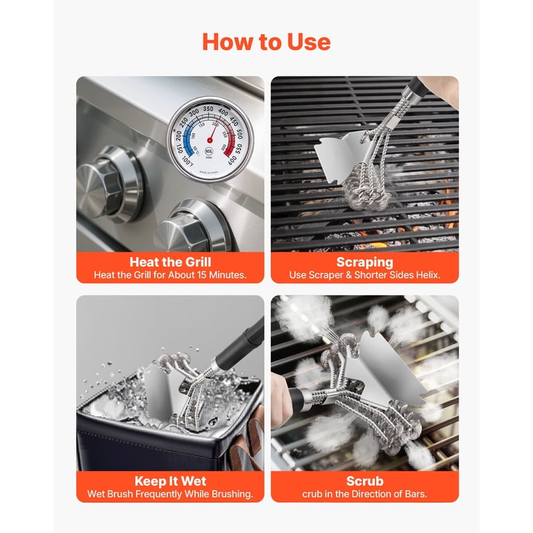 KFFKFF Grill Brush and Scraper, Stainless Steel, 17 In photo 6