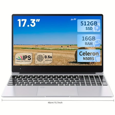 Gift 17.3 inch Laptop Intel N5095 RAM16GB SSD512GB Display 1920*1200 DDR4Notebook Computers