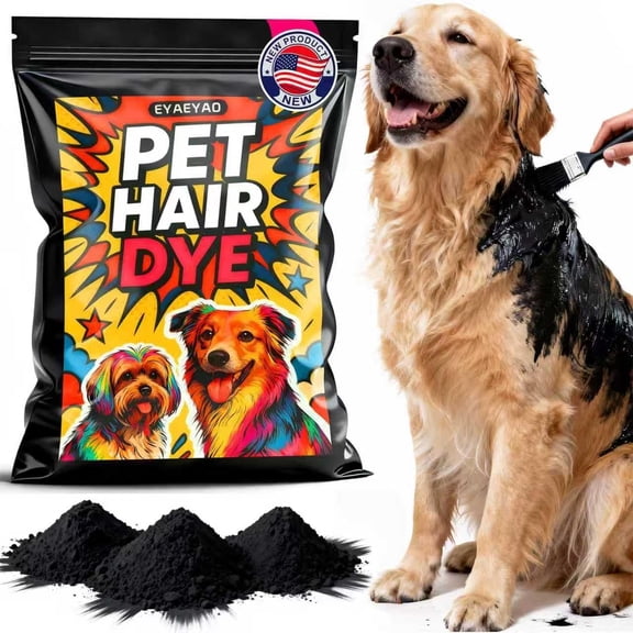 EYAEYAO Semi-Permanent Black Pet Hair Dye Powder 4 oz - Pet-Safe Bright Color for Dogs, Cats & Equine Grooming