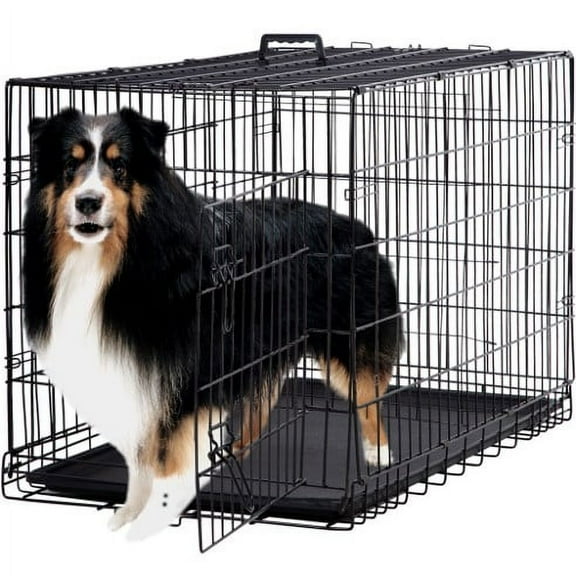 BestPet Folding Wire Crate with Divider, Black