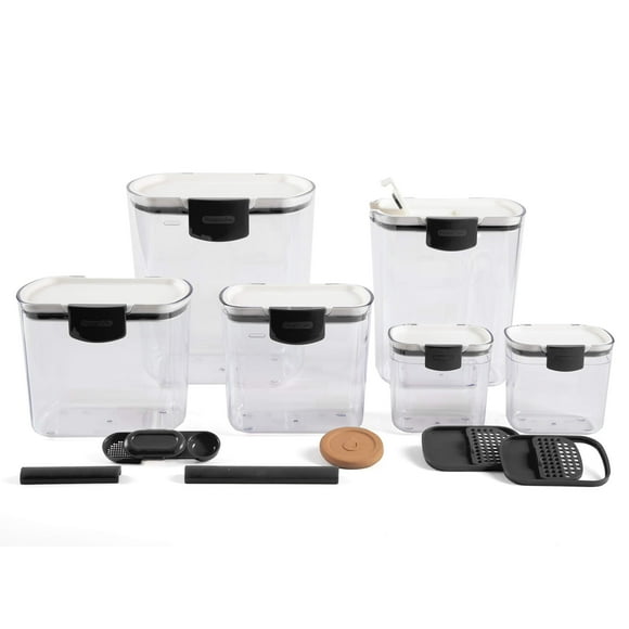 Progressive ProKeeper Baker's Airtight Kitchen Storage Canister Container Set for Flour, Sugar & More, Keeps Ingredients Fresh, with Accessories (Black Latches)