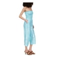 thumbnail image 3 of MICHAEL MICHAEL KORS Womens Aqua Metallic Pocketed Pull-on Smocked Bodice Floral Sleeveless Strapless Evening Wide Leg Jumpsuit L, 3 of 4
