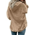thumbnail image 6 of Feancey Womens Plus Size Fuzzy Jackets Soft Plush Zip Up Hoodies Comfy Fleece Warm Winter Coats Solid Casual Hooded Jacket with Pockets Khaki 5XL, 6 of 8