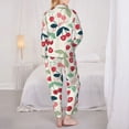 thumbnail image 3 of Pajama Sets for Women 2 Pcs, Cute Berry Red Pink Button Down Long Sleeve Sleepwear Lounge PJ Sets, 3 of 6