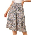 thumbnail image 1 of Allegra K Falda Midi Para Mujer Faldas Con Gradas Casuales Con Cintura Elástica Y Una Línea Rosa XS, 1 of 6