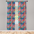 thumbnail image 3 of Ambesonne Flora Curtains, Digital Drawn Rose Pattern, Pair of 28"x95", Pale Mustard Teal Salmon, 3 of 5