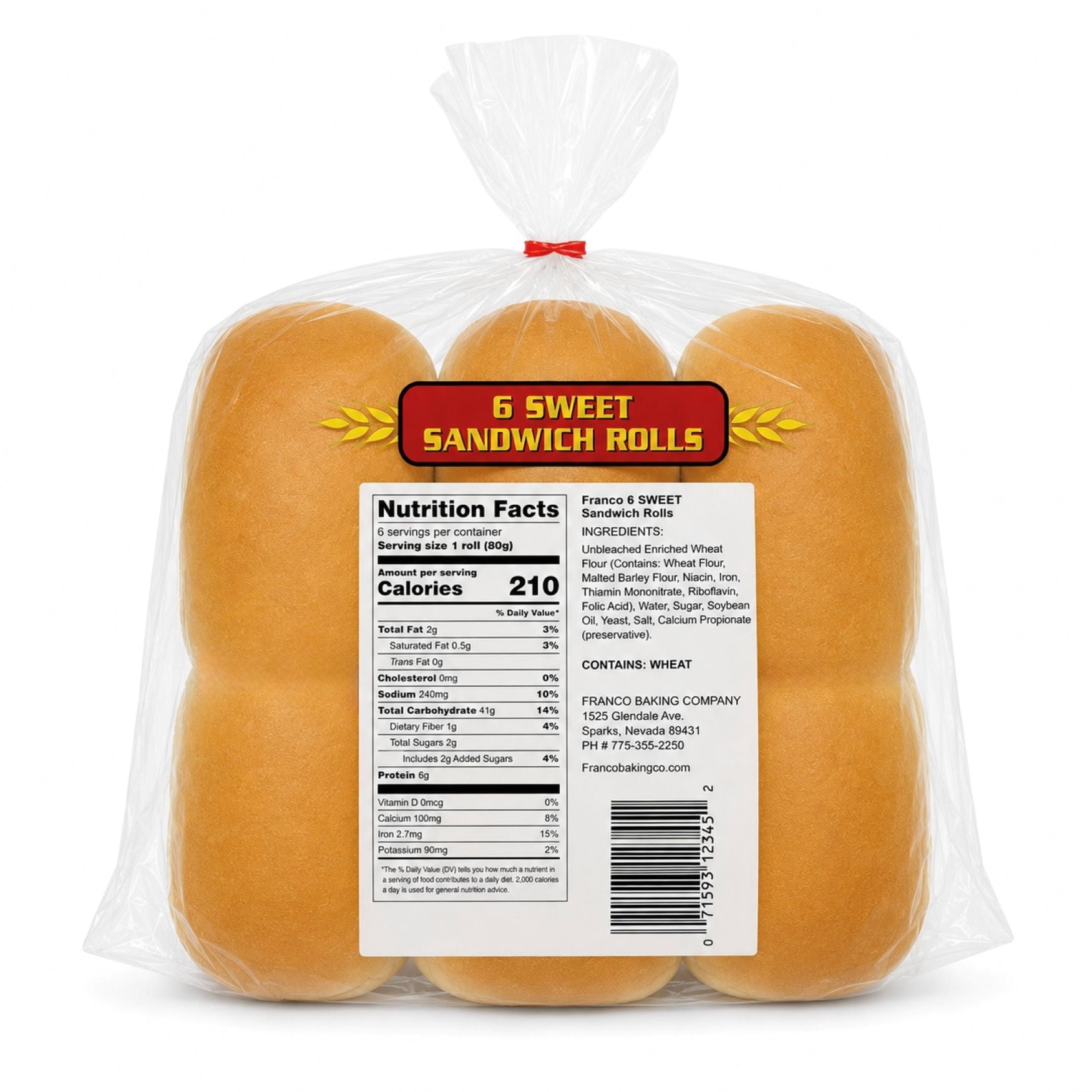 Franco Sandwich Rolls, 6 count, 17 oz