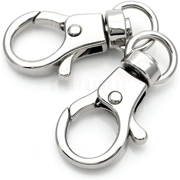 Swivel Snap Hook Quality Keychain Clip Push Gate Trigger Lobster Clasps 3/8" O Ring Opening SC40 (4 Pack, Silver)