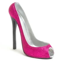 8" x 7"H High Heel Wine Bottle Holder - Stylish Conversation Starter Wine Rack By Hilarious Home (Pink Glitter)