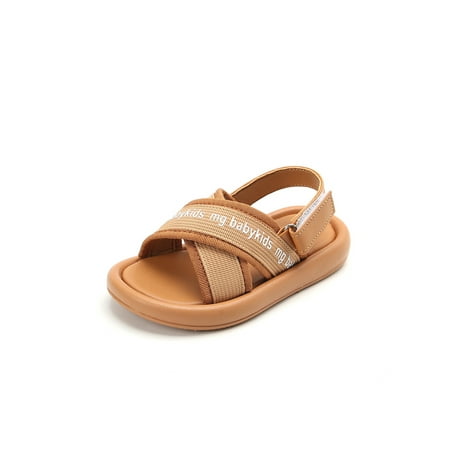 

Tenmix Unisex Flat Sandal Magic Tape Casual Shoe Beach Sandals Summer Flats Girls Breathable Comfort Shoes Brown 10C