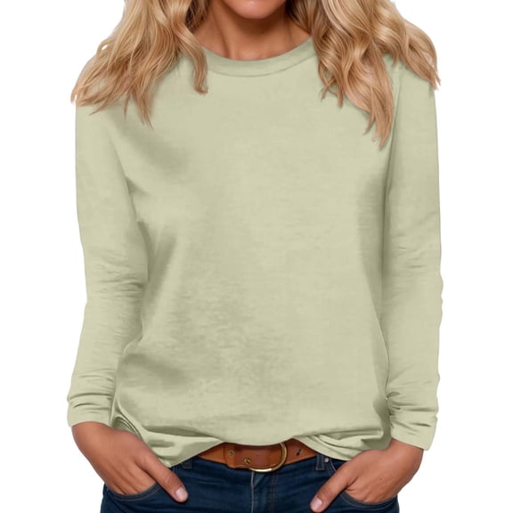 DHFJKG Womens Sweatshirt Fuzzy Lining Insulated Long Sleeve Round Neck Solid Color Base Layer Shirt Tunic Top Casual Wear Trendy Tops