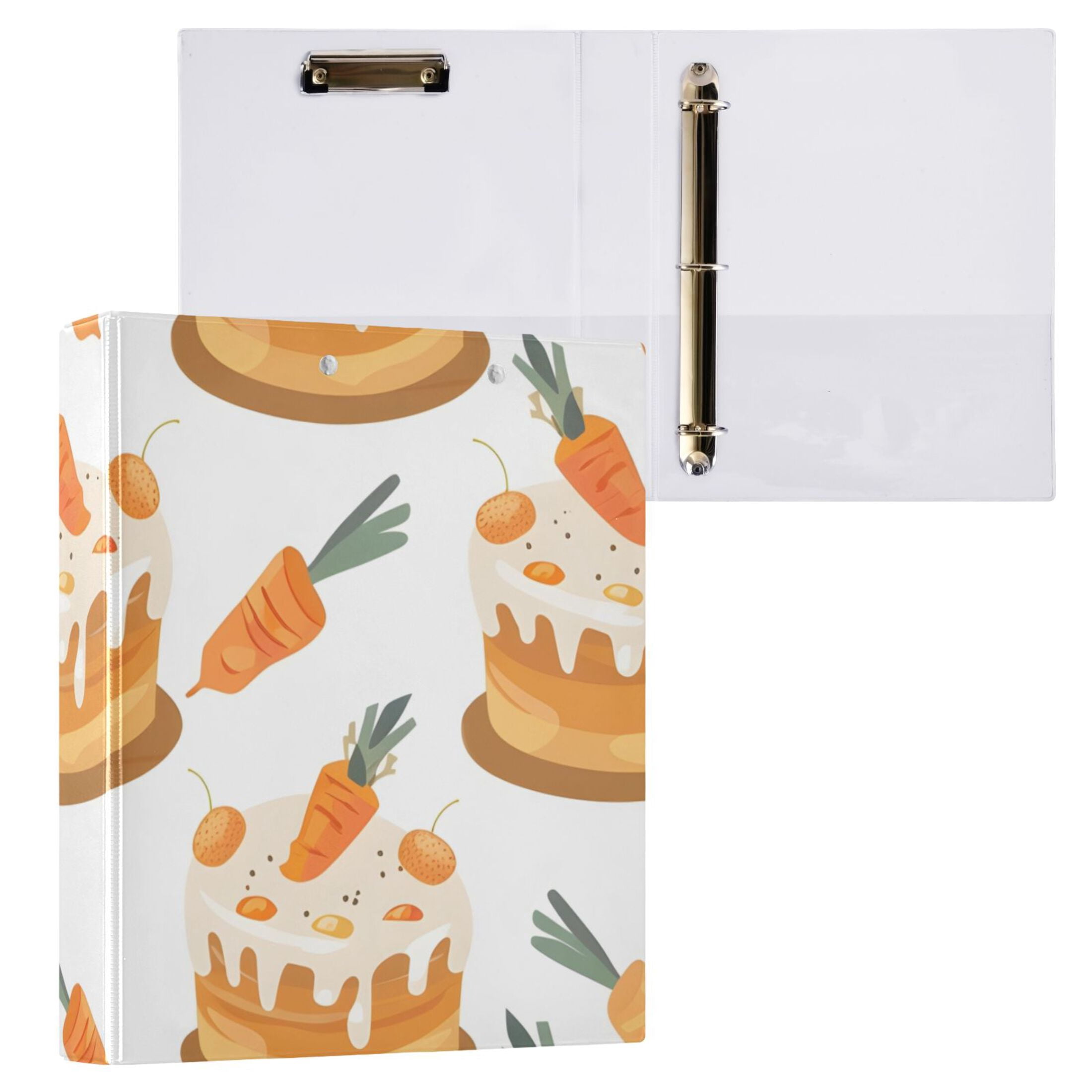 Carrots Cakes 3 Ring Binders 1.5 inch Hardcover File Folders with Interior Pockets A4 Size Organizer for School Office Hospital
