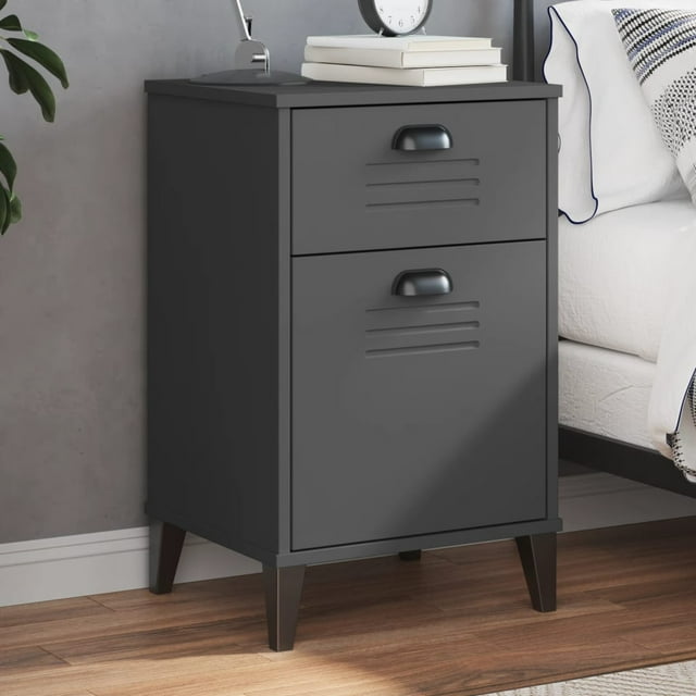 vidaXL Bedside Cabinet VIKEN Anthracite Grey Engineered Wood
