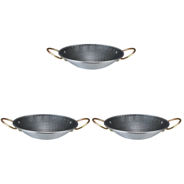 3pcs Household Cooking Pot Stainless Steel Paella Pan Double Handle Pan Stainless Steel Pan for Kitchen