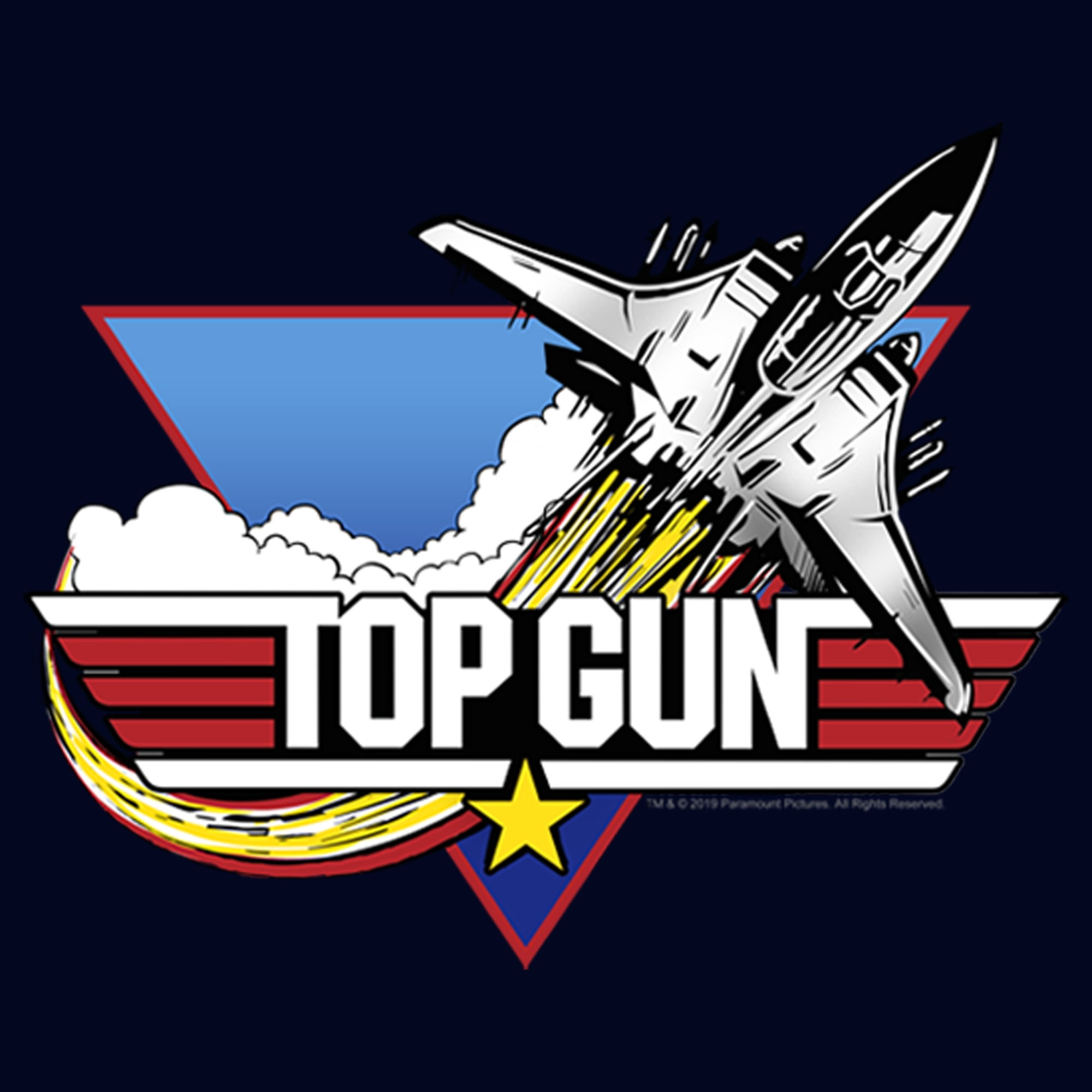 Men's Top Gun Shiny 3D Logo Graphic Tee Navy Blue Small